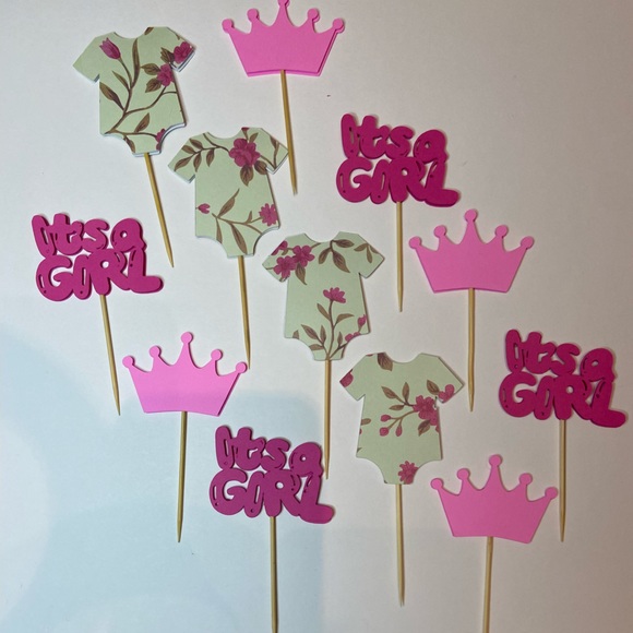 Baby shower cupcake toppers handmade with love. 12 peices. - Picture 1 of 6